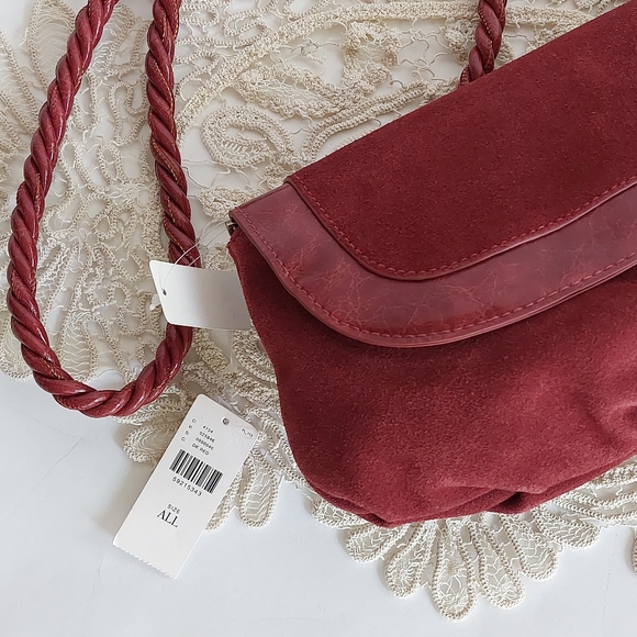 NWT Anthropologie Rust Suede and Patent Leather Pleated Crossbody/clutch - Picture 8 of 11